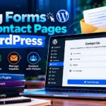 Using Forms and Contact Pages in WordPress banner featuring a WordPress contact form, message fields, spam protection, inquiry management, and visitor communication tools.
